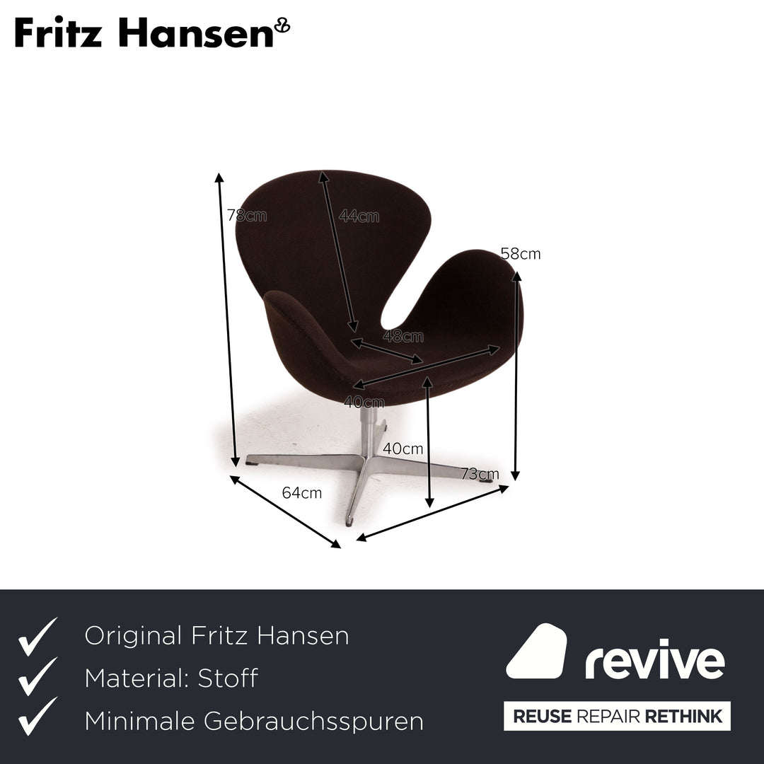Fritz Hansen Swan fabric armchair brown