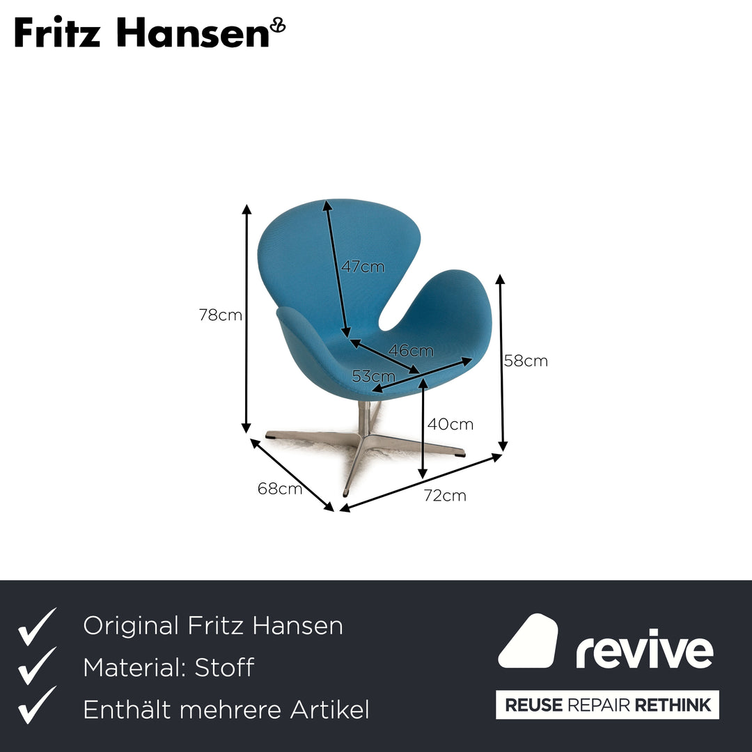Fritz Hansen Swan fabric armchair set gray blue 2x armchair