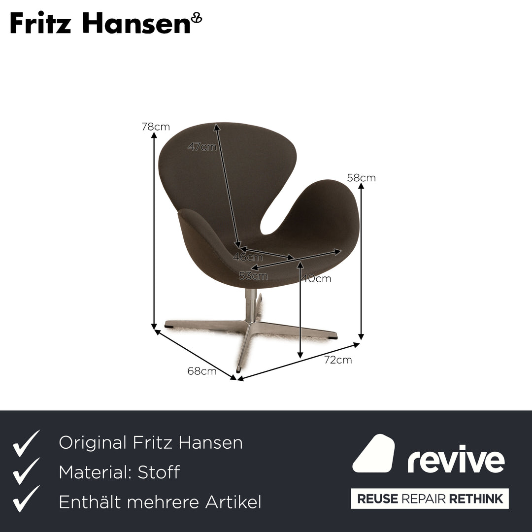 Fritz Hansen Swan fabric armchair set gray blue 2x armchair