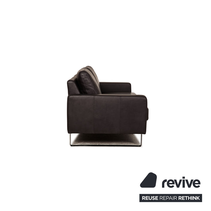 Frommholz Domino Leder Dreisitzer Anthrazit Grau Sofa Couch