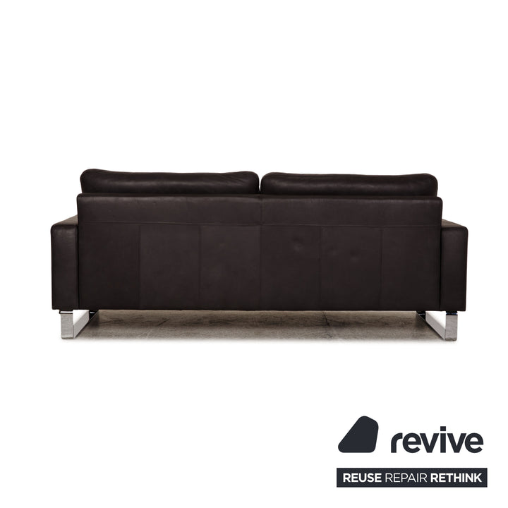 Frommholz Domino Leder Dreisitzer Anthrazit Grau Sofa Couch