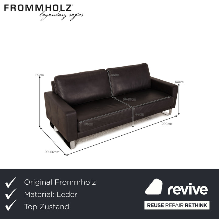 Frommholz Domino Leder Dreisitzer Anthrazit Grau Sofa Couch