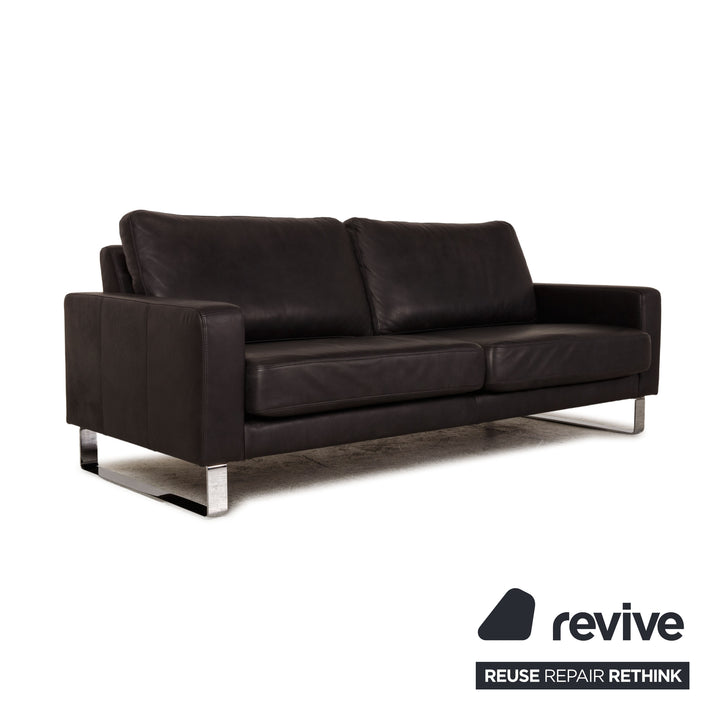 Frommholz Domino Leder Dreisitzer Anthrazit Grau Sofa Couch