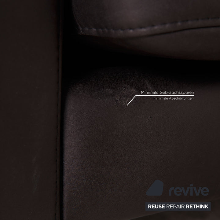 Frommholz Domino Leder Dreisitzer Anthrazit Grau Sofa Couch