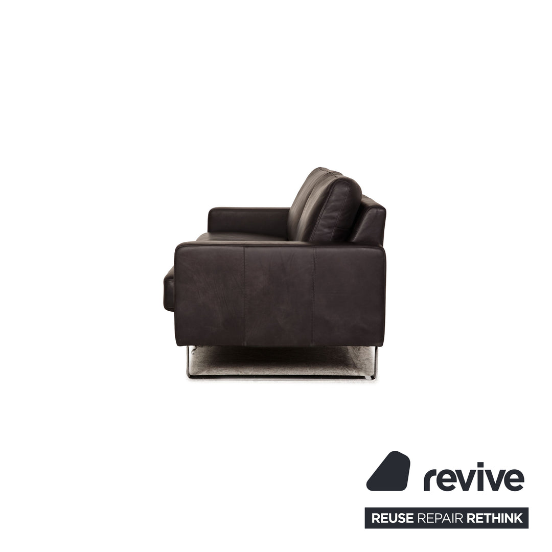 Frommholz Domino Leder Dreisitzer Anthrazit Grau Sofa Couch