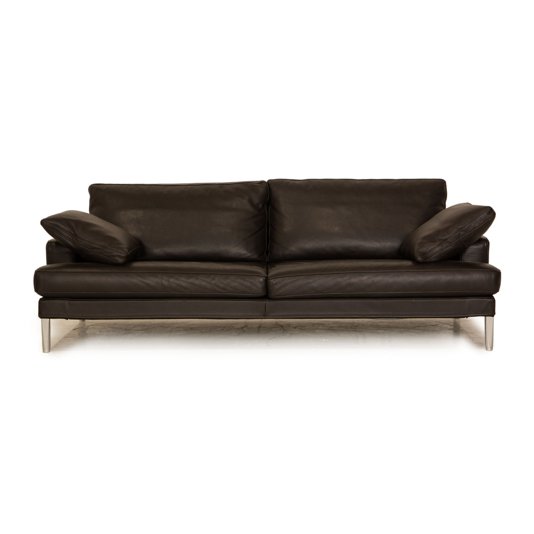 FSM Clarus Leder Dreisitzer Braun Dunkelbraun Sofa Couch