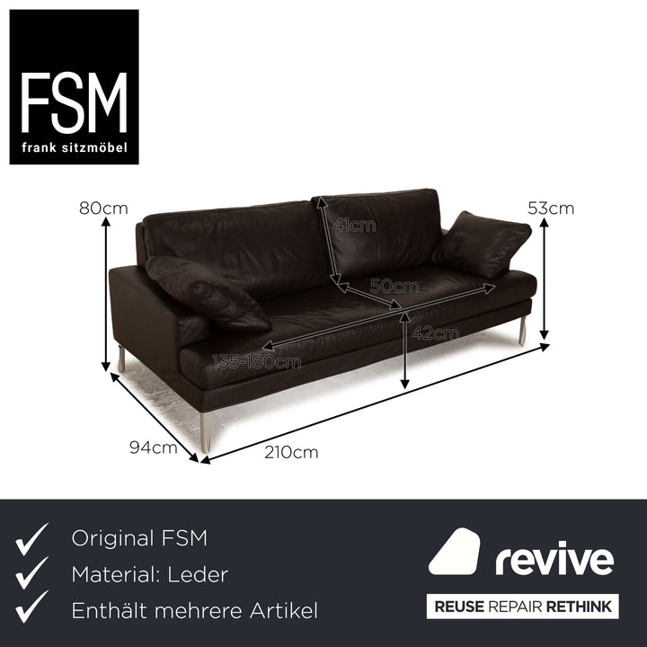 FSM Clarus Leder Sofa Garnitur Braun Zweisitzer Dreisitzer  Couch manuelle Funktion