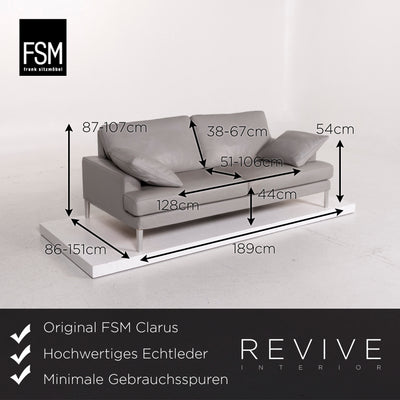 FSM Clarus Leder Sofa Grau Zweisitzer Funktion Couch #12202