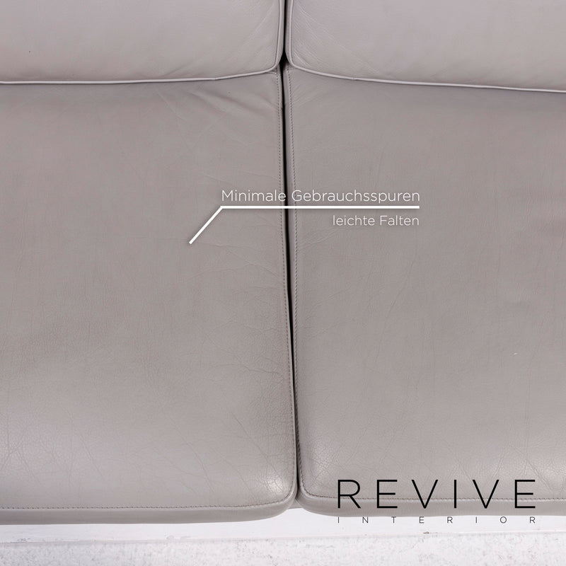 FSM Clarus Leder Sofa Grau Zweisitzer Funktion Couch 