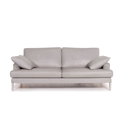 FSM Clarus Leder Sofa Grau Zweisitzer Funktion Couch #12202