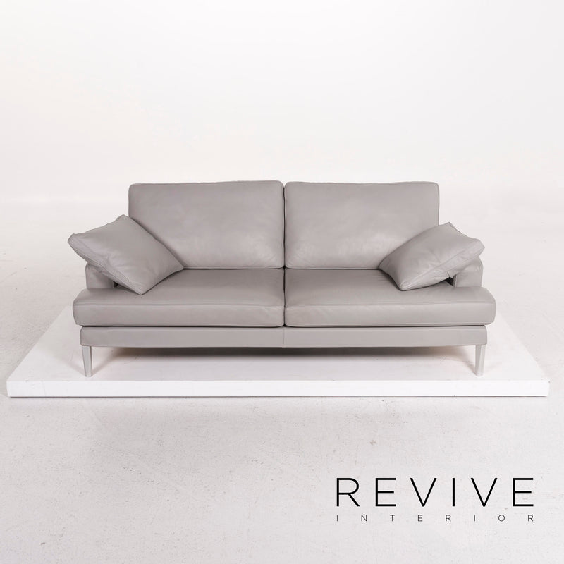 FSM Clarus Leder Sofa Grau Zweisitzer Funktion Couch 