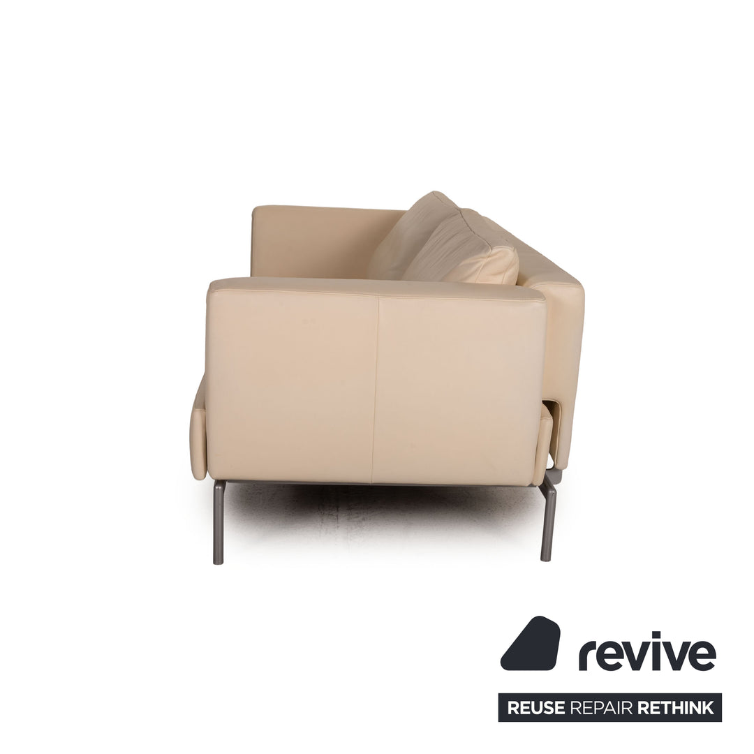 FSM Easy leather sofa beige two-seater couch function