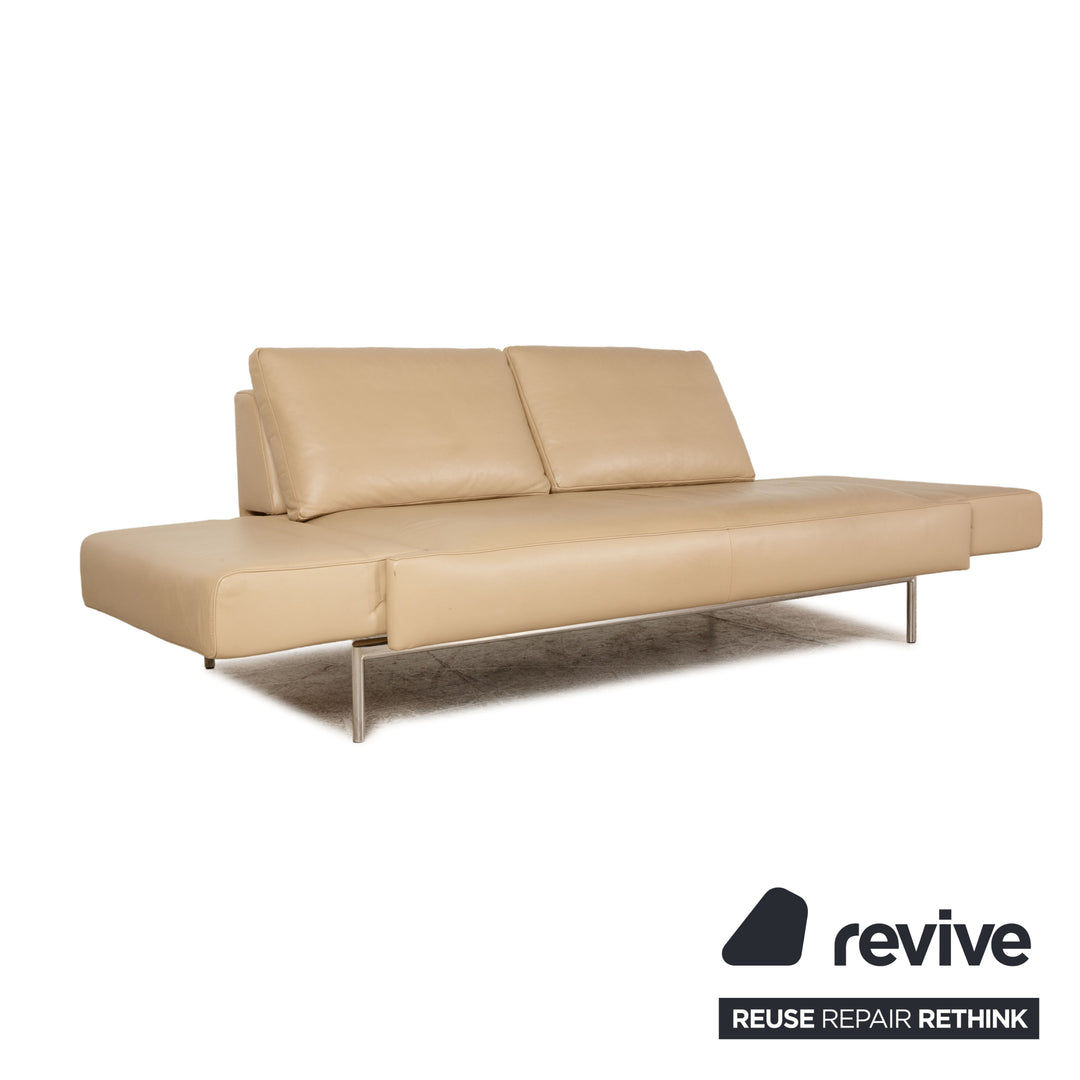 FSM Easy Leder Zweisitzer Beige Sofa Couch Funktion