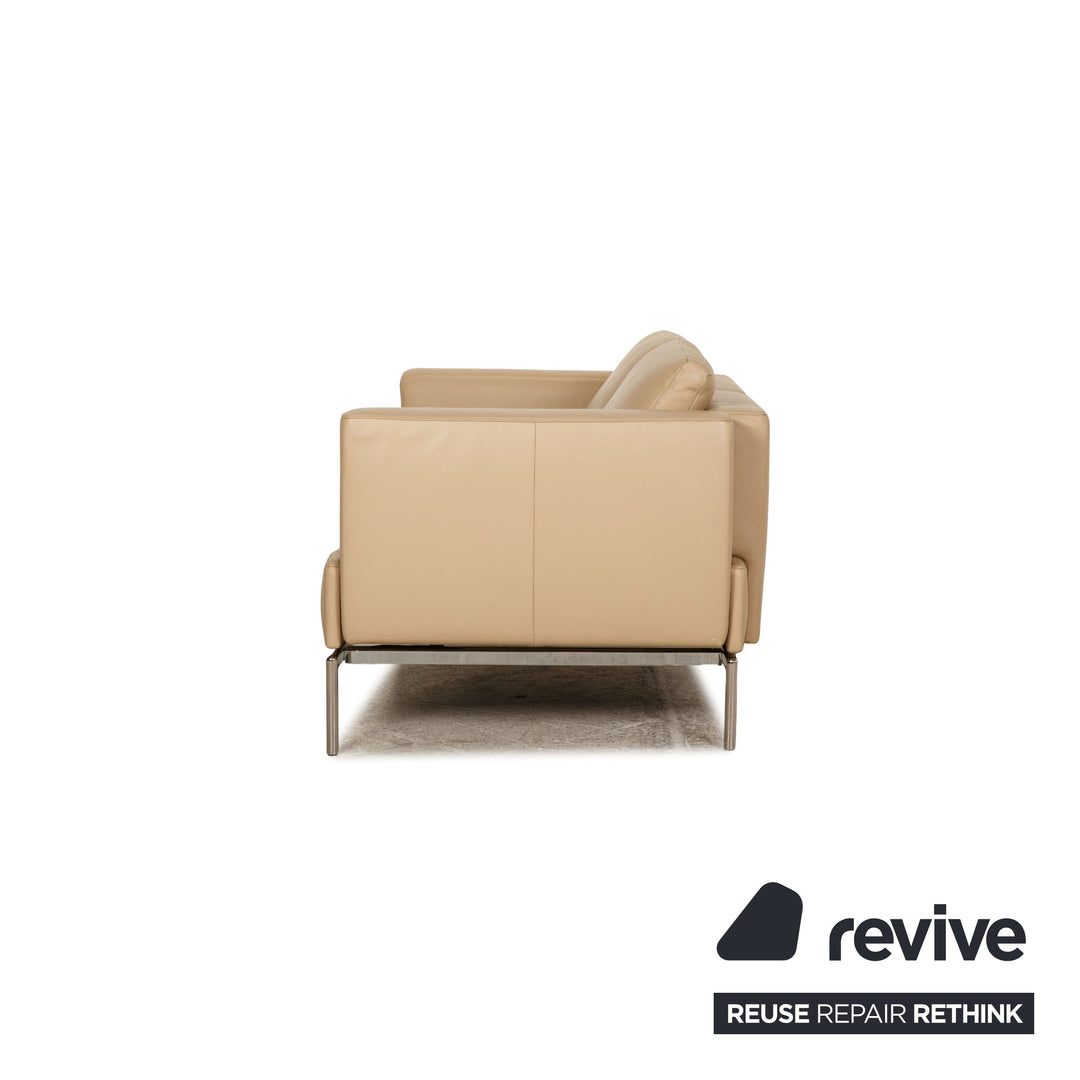 FSM Easy Leder Zweisitzer Beige Sofa Couch Funktion
