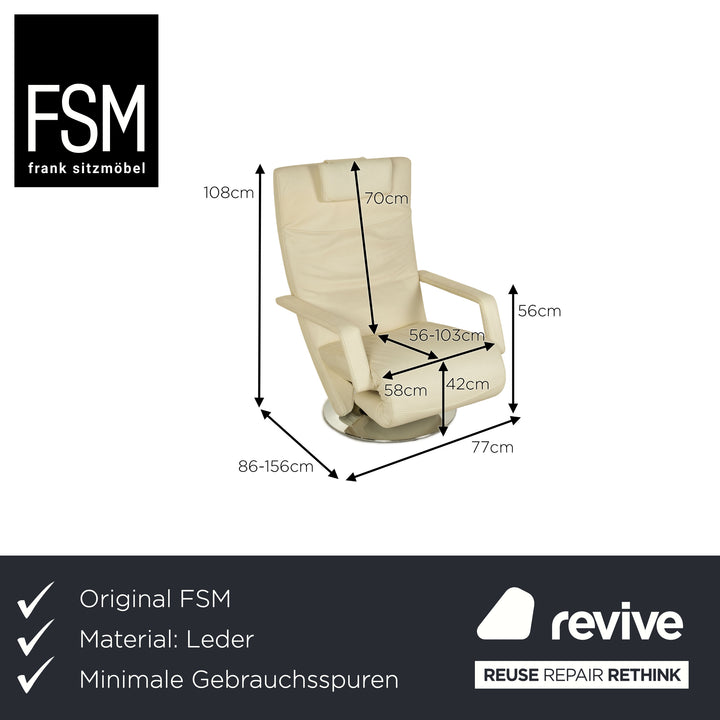 FSM Evolo leather armchair cream Function relax function