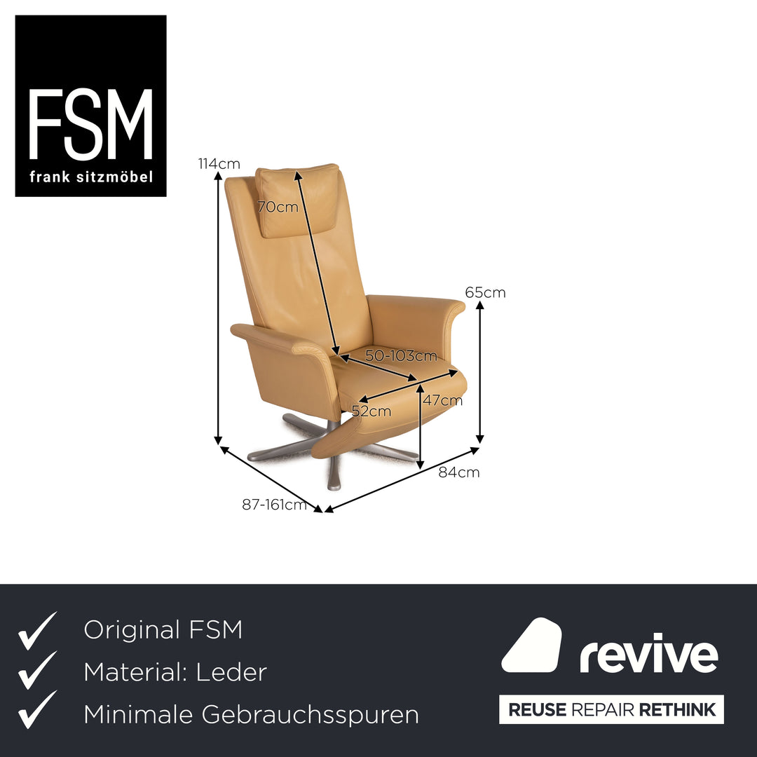 FSM Filou leather armchair cream Function relax armchair