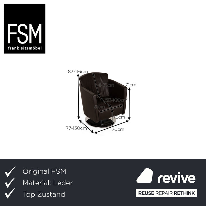 FSM Just Leder Sessel Dunkelbraun Funktion Relaxfunktion