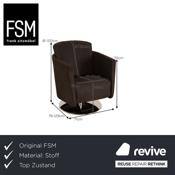 FSM JUST fabric armchair gray brown dark brown function relax function