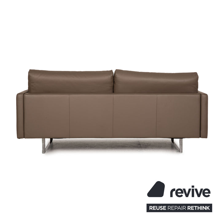 FSM leather sofa beige two-seater couch function