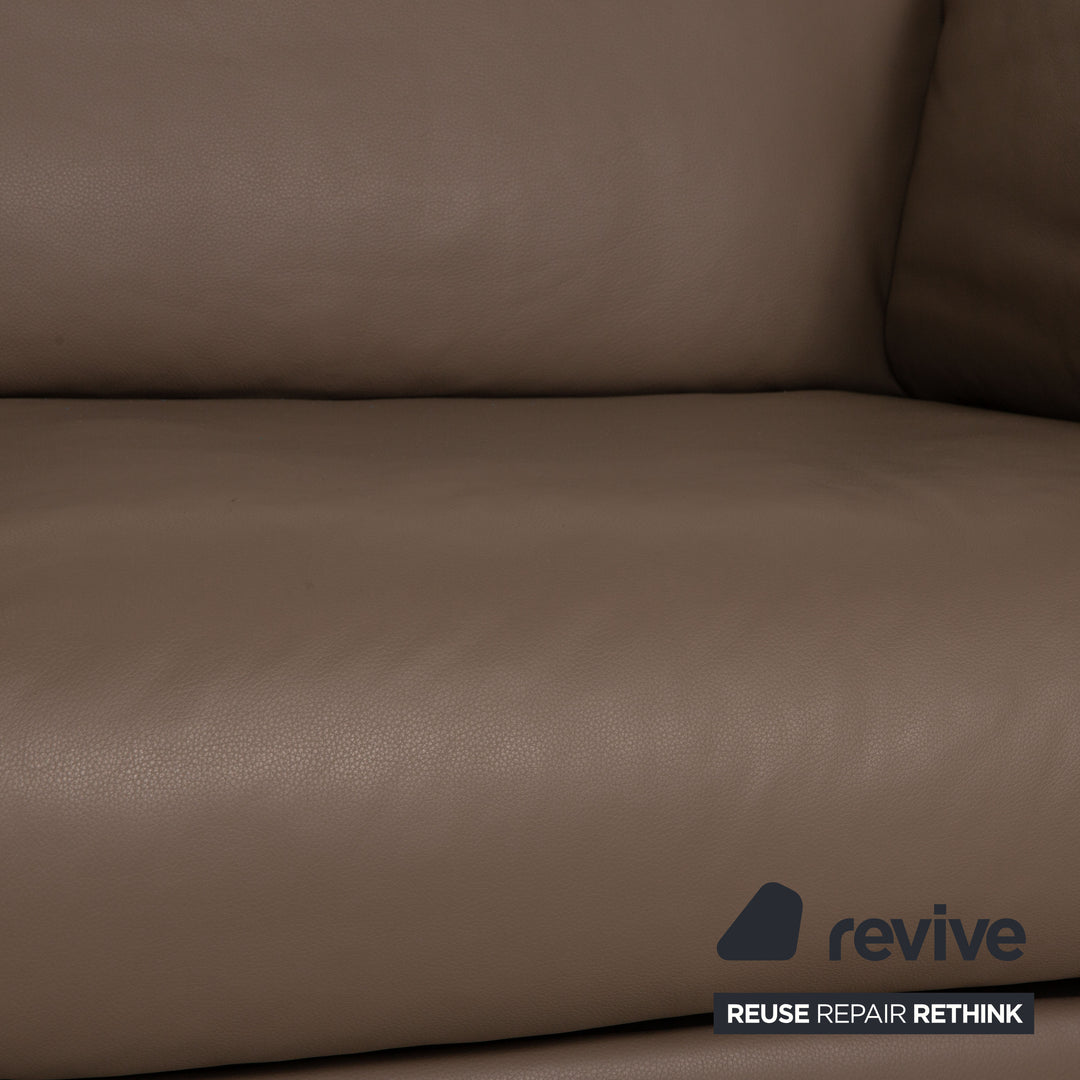 FSM leather sofa beige two-seater couch function
