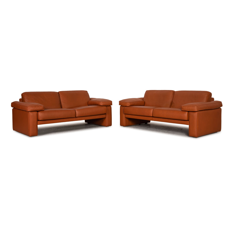 FSM Leder Sofa Garnitur Braun Zweisitzer Couch
