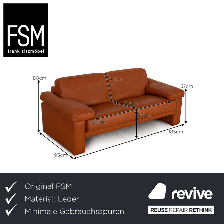 FSM Leather Two Seater Brown Sofa Couch