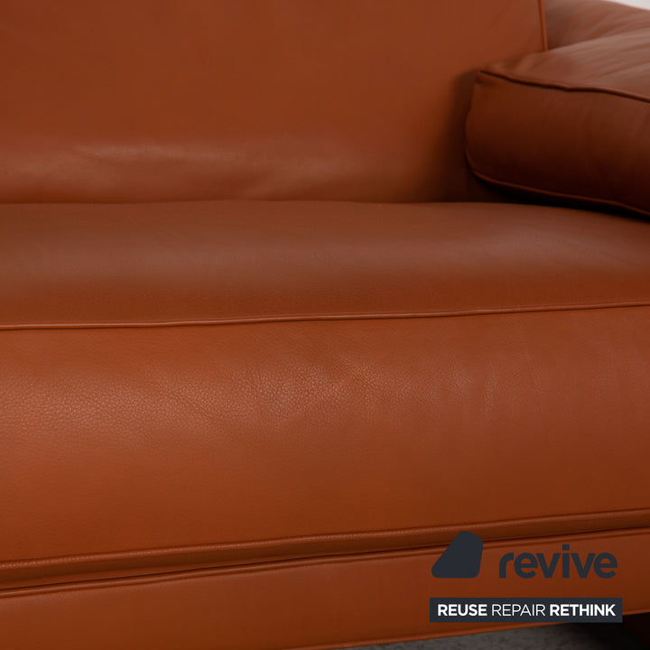 FSM Leather Two Seater Brown Sofa Couch