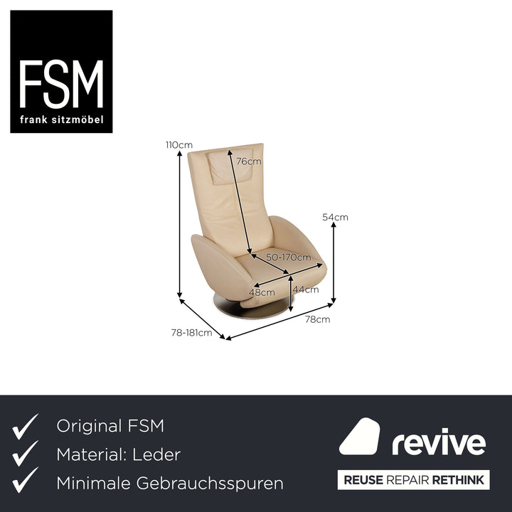 FSM Mate leather armchair cream electric function battery