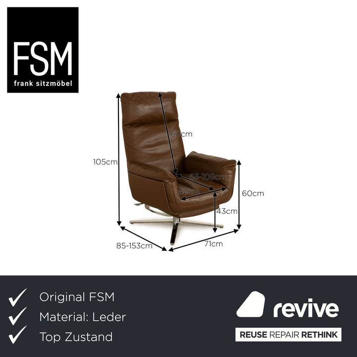 FSM Shelby Leather Armchair Brown manual function