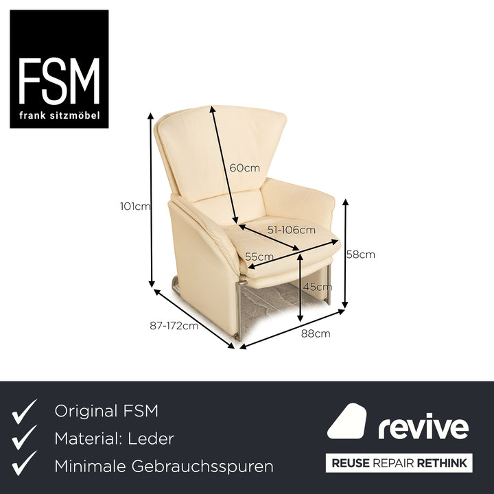 FSM Unus leather armchair cream manual function relaxation function