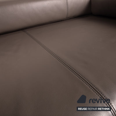 FSM Velas Leder Sofa Grau Dreisitzer Funktion Couch