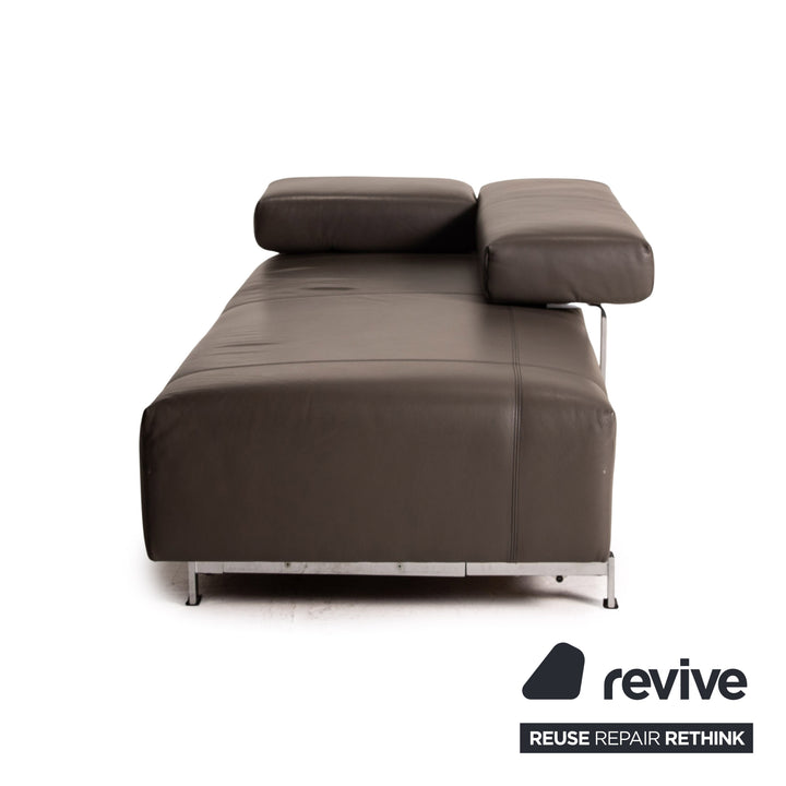 FSM Velas Leder Sofa Grau Zweisitzer Funktion Liege Couch