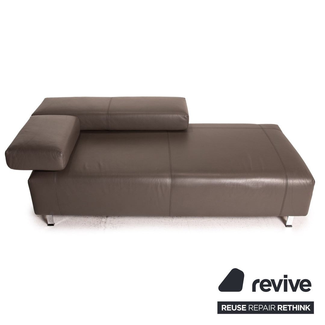 FSM Velas Leder Sofa Grau Zweisitzer Funktion Liege Couch