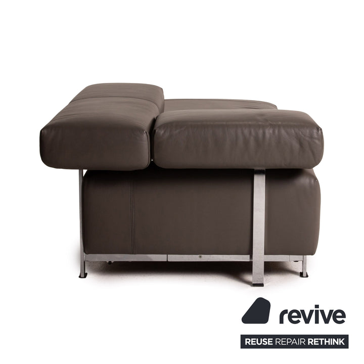 FSM Velas Leder Sofa Grau Zweisitzer Funktion Liege Couch