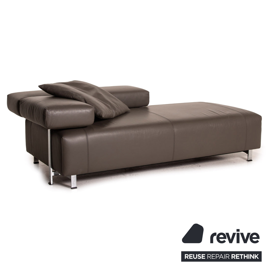 FSM Velas Leder Sofa Grau Zweisitzer Funktion Liege Couch