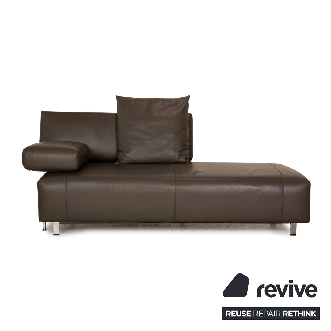 FSM Velas Leder Zweisitzer Grau manuelle Funktion Sofa Couch Liege