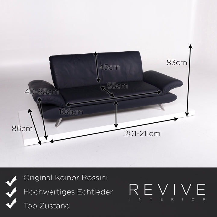 Koinor Rossini Designer Leder Sofa Blau Dreisitzer #10459