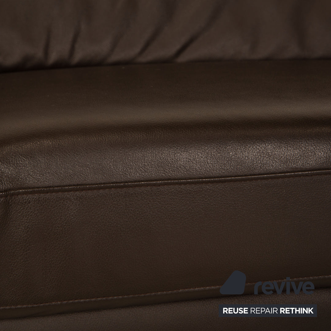 Gepade Cosmo 300 leather three-seater dark brown sofa couch