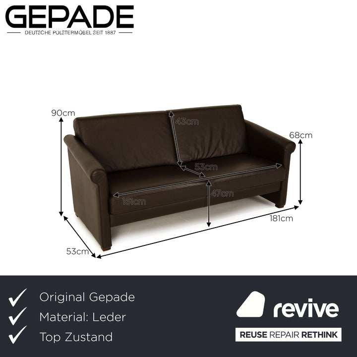 Gepade Cosmo 300 leather three-seater dark brown sofa couch