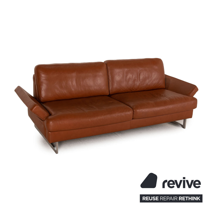 Gepade Leder Sofa Garnitur Braun 2xZweisitzer Funktion