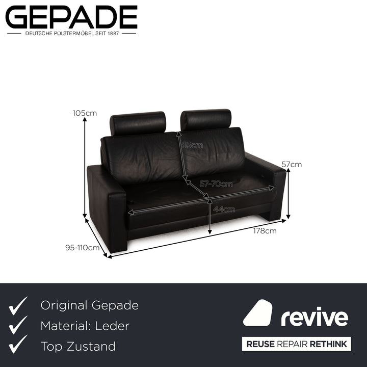 Gepade Systema leather two-seater black sofa couch function