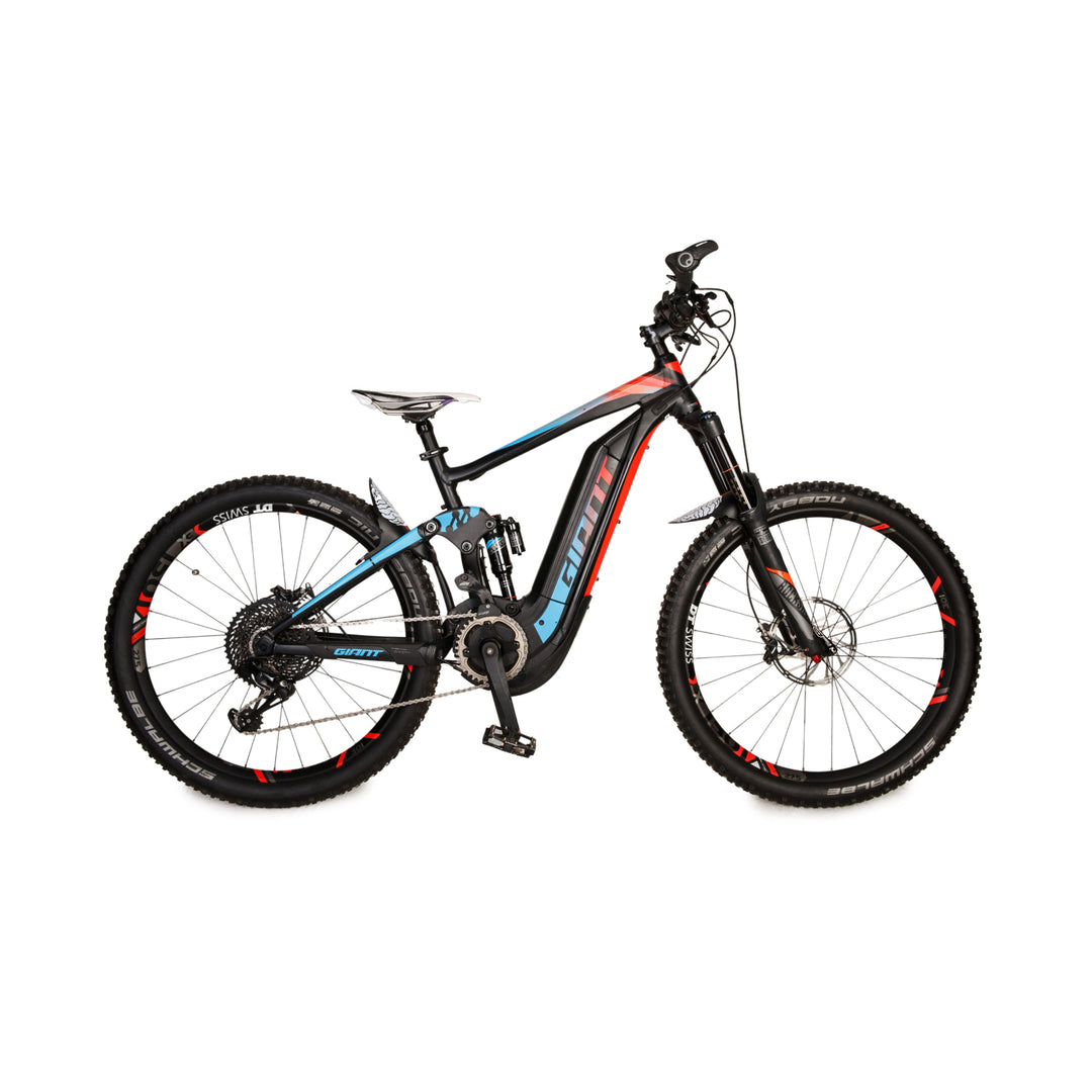 Giant FULL-E+ 0 SX 2017 Aluminum Bicycle Black E-Mountain Bike Blue Red Fully RH S