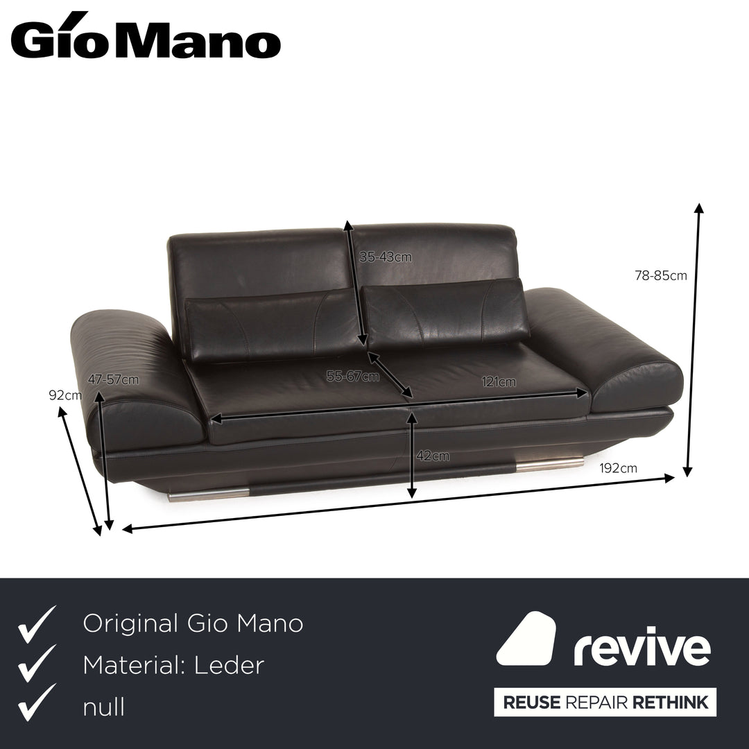 Gio Mano Leder Sofa Schwarz Zweisitzer Funktion