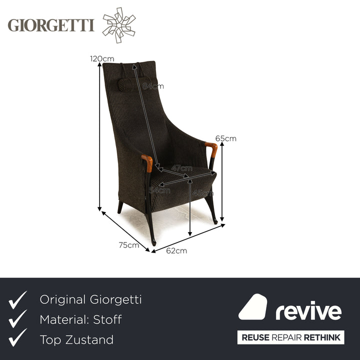 Giorgetti Progetti Stoff Sessel Schwarz Hochlehnsessel
