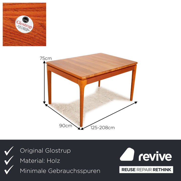 Glostrup Holz Esstisch Teak Braun Ausziehfunktion Vintage Danish Design 125/209 x 75x 90 cm