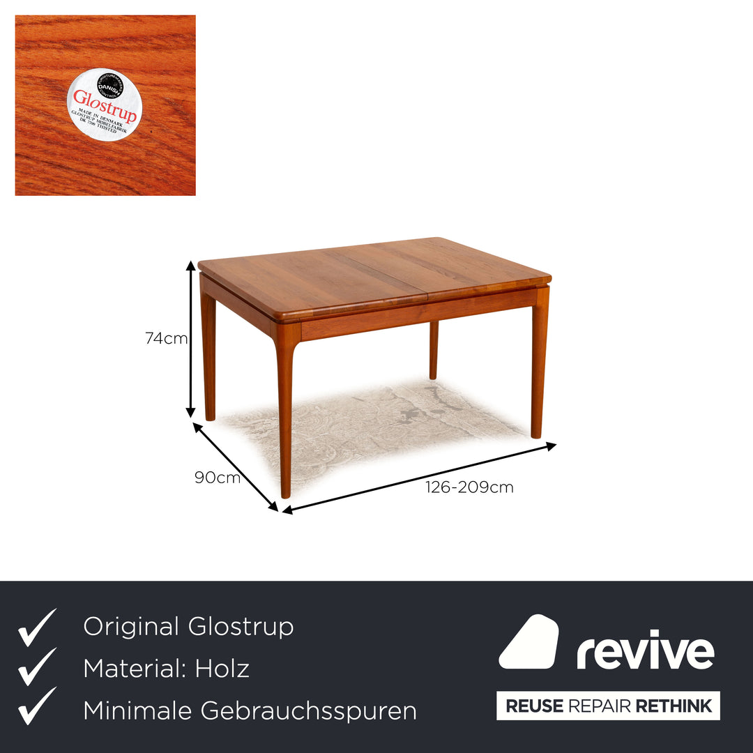 Glostrup Teak Holz Esstisch Braun Danish Design Niels Bach Ausziehbar Vintage 126-209 x 90 cm