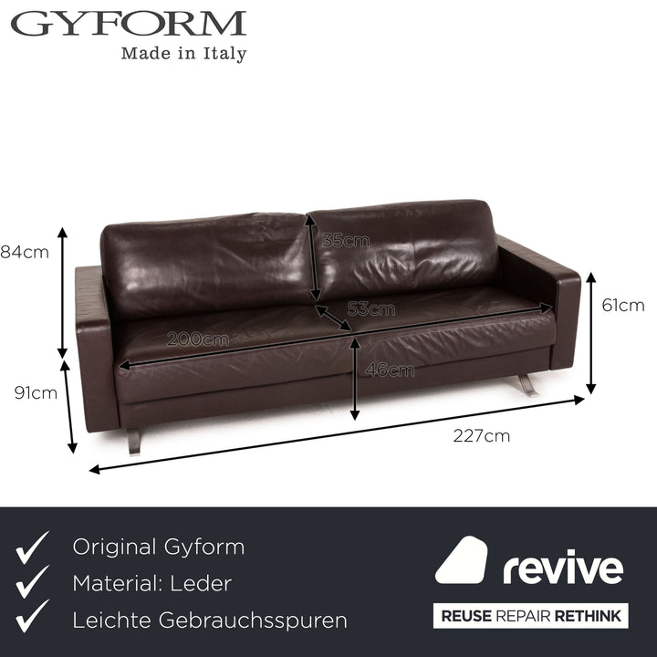 Gyform Leather Sofa Brown Dark Brown Three Seater Couch