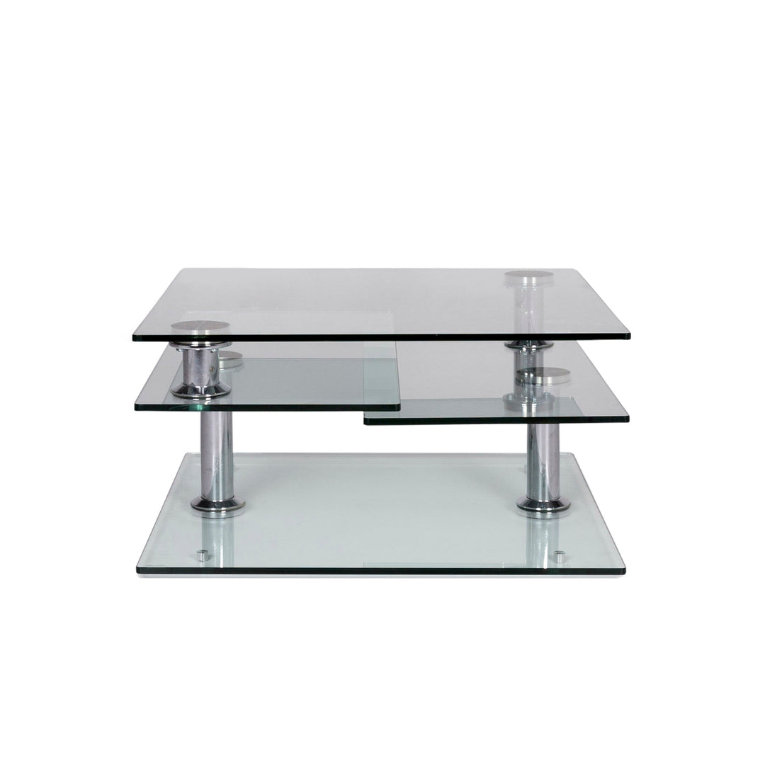 hülsta Glas Couchtisch Silber Chrom Funktion Tisch #10159