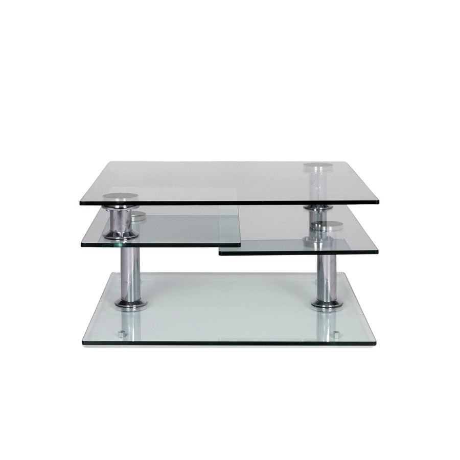 hülsta Glas Couchtisch Silber Chrom Funktion Tisch #10159