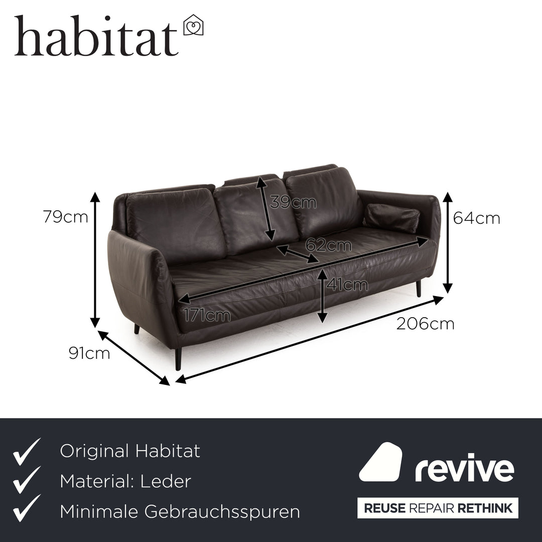 Habitat Ella Leder Sofa Braun Dreisitzer Couch